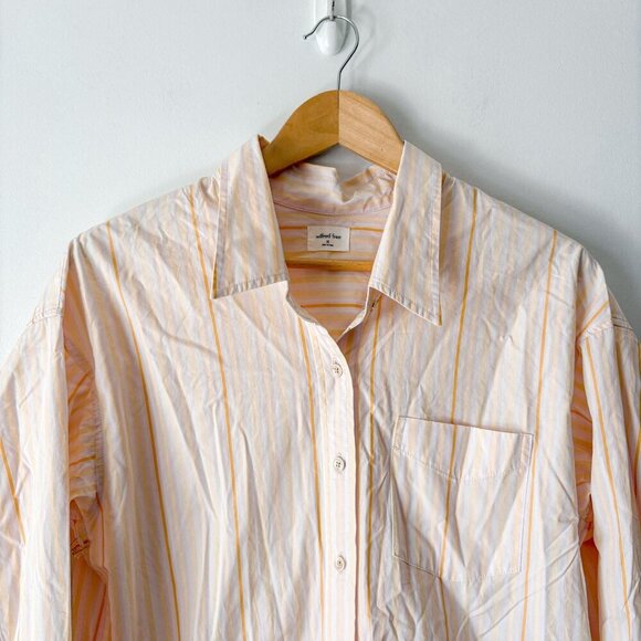 Aritzia Wilfred Free Relaxed Button Up Cotton Shirt NWT Barlowe Aprc/Lilac Sz XS - Picture 4 of 8